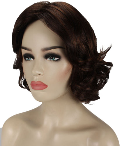 Dark Brown with Auburn highlights layered bob wig