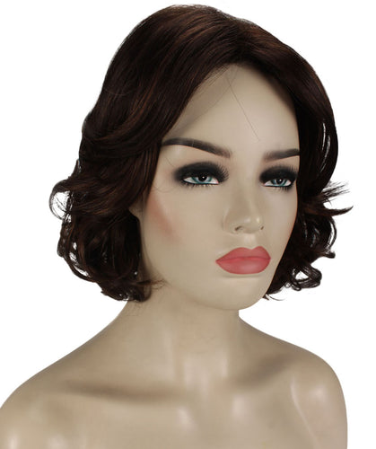 Dark Brown with Auburn highlights layered bob wig