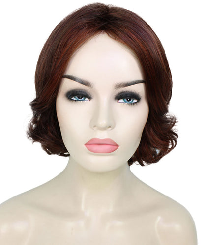 Dark Aurburn with Falme Auburn Highlights layered bob wig