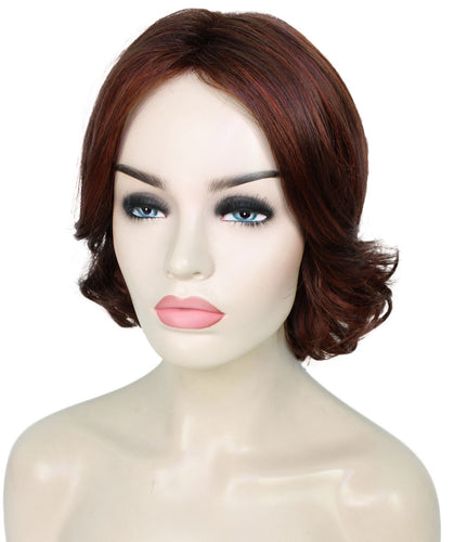 Dark Aurburn with Falme Auburn Highlights layered bob wig