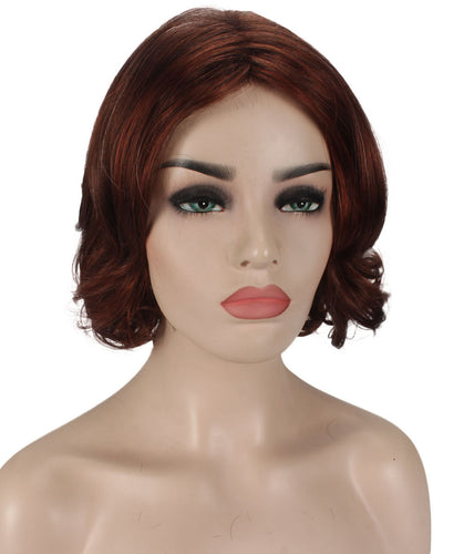 Dark Aurburn with Falme Auburn Foils layered bob wig