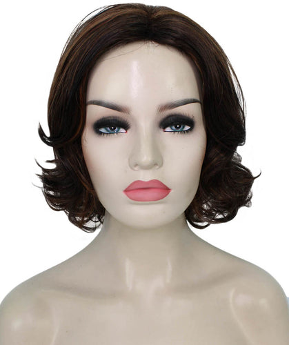 Dark Brown with Auburn highlights 2 layered bob wig