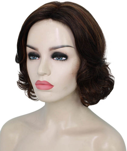 Dark Brown with Auburn highlights 2 layered bob wig