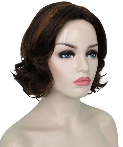 Dark Brown with Auburn highlights 2 layered bob wig