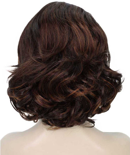 Dark Brown with Auburn highlights 2 layered bob wig