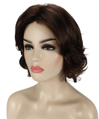 Chestnut Brown with Light Brown Highlight layered bob wig