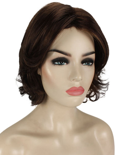 Chestnut Brown with Light Brown Highlight layered bob wig