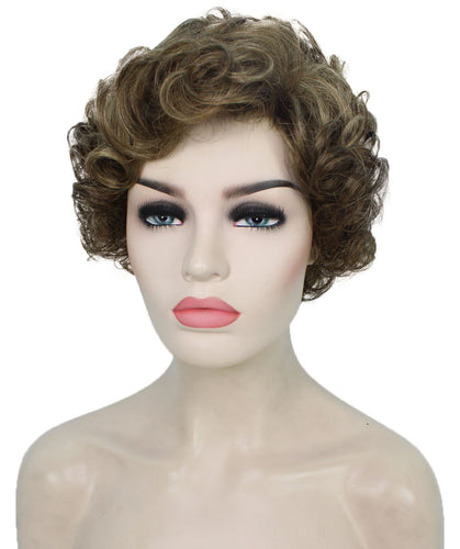 Light Brown with Blonde Highlight Front (Front) pixie style wigs