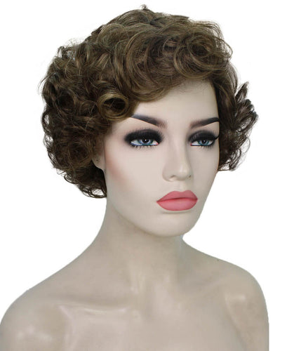 Light Brown with Blonde Highlight Front (Front) pixie style wigs