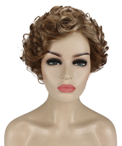 Light Aurburn with Bld Highlight Front pixie style wigs