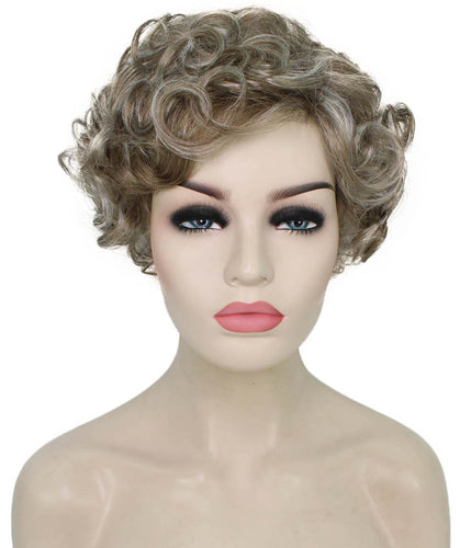 Ash Brown with Silver Grey Frost pixie style wigs
