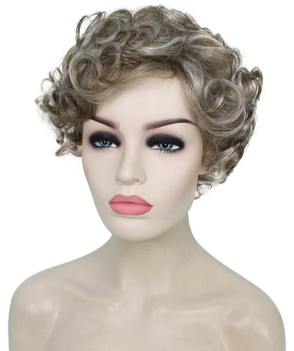Ash Brown with Silver Grey Frost pixie style wigs