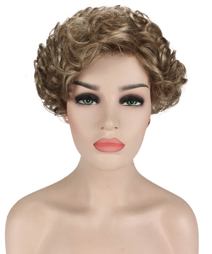 Light Ash Brown with Light Blonde Frost pixie style wigs