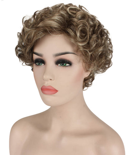 Light Ash Brown with Light Blonde Frost pixie style wigs