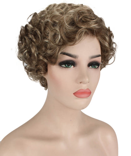 Light Ash Brown with Light Blonde Frost pixie style wigs