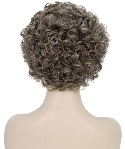 Grey mixed with Light Brown pixie style wigs