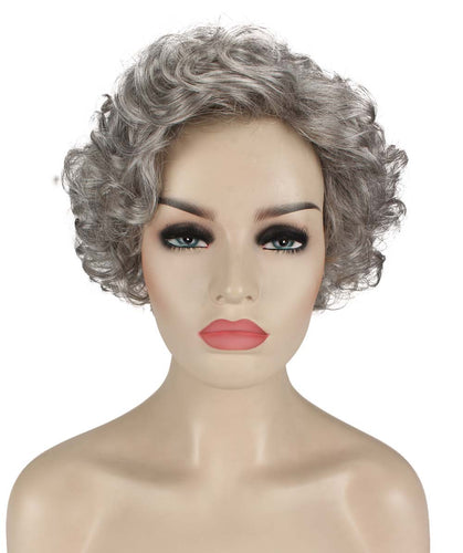 Salt & Pepper Grey with Silver Grey HL Front pixie style wigs