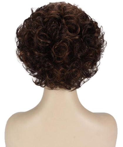Dark Brown with Auburn highlights pixie style wigs
