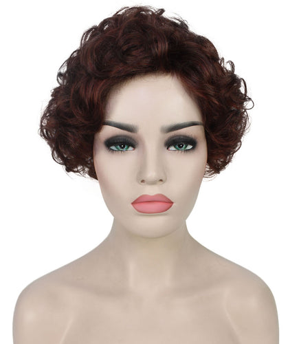 Dark Aurburn with Falme Auburn Highlights pixie style wigs