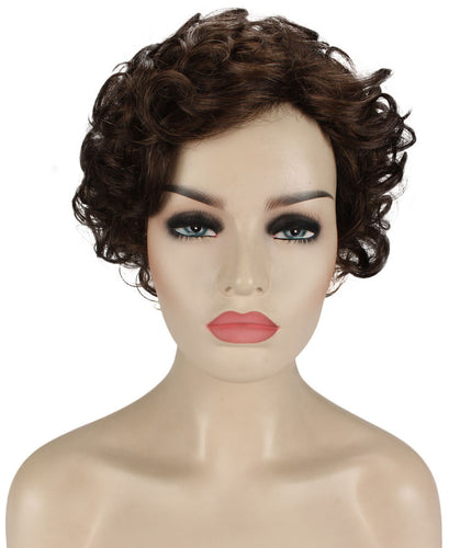 Chestnut Brown with Light Brown Highlight pixie style wigs