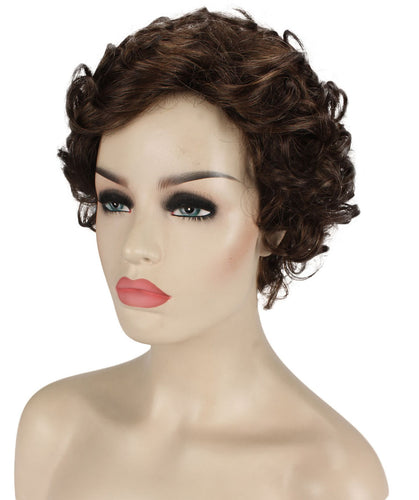 Chestnut Brown with Light Brown Highlight pixie style wigs
