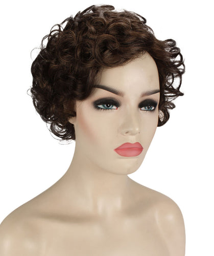 Chestnut Brown with Light Brown Highlight pixie style wigs