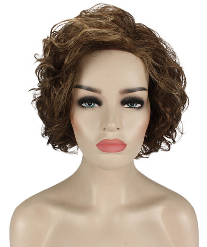 Light Brown with Blonde Highlight Front (Front) Curly Asymmetrical Hairstyles