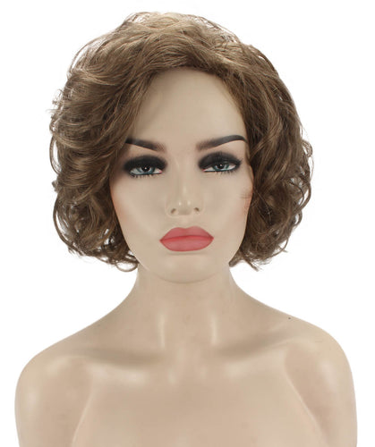 Ash Light Brown Curly Asymmetrical Hairstyles