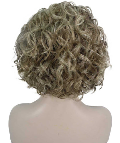 Honey Blonde with Light Brown Highlight Curly Asymmetrical Hairstyles