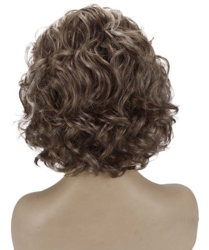  Ash Brown with Silver Grey Frost Curly Asymmetrical Hairstyles