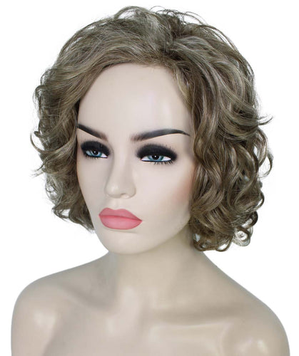 Light Ash Brown with Light Blonde Frost Curly Asymmetrical Hairstyles