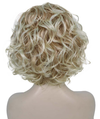 Golden Blonde with 613 Plantinum Tips Curly Asymmetrical Hairstyles