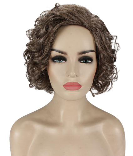 Grey mixed with Light Brown Curly Asymmetrical Hairstyles