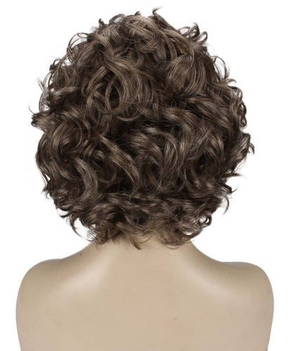 Grey mixed with Light Brown Curly Asymmetrical Hairstyles
