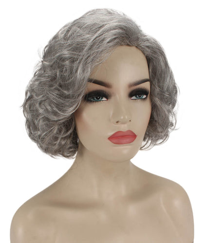 Salt & Pepper Grey Curly Asymmetrical Hairstyles