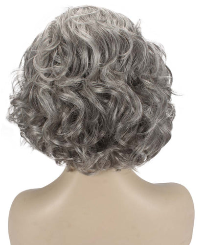 Salt & Pepper Grey Curly Asymmetrical Hairstyles