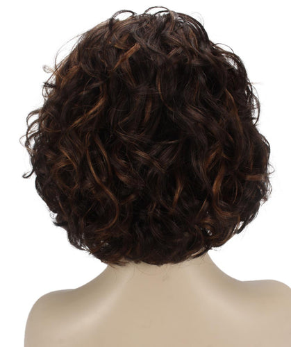 Dark Brown with Auburn highlights Curly Asymmetrical Hairstyles