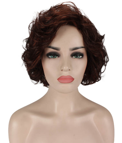 Dark Aurburn with Falme Auburn Highlights Curly Asymmetrical Hairstyles