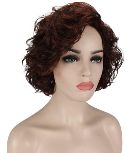 Dark Aurburn with Falme Auburn Highlights Curly Asymmetrical Hairstyles