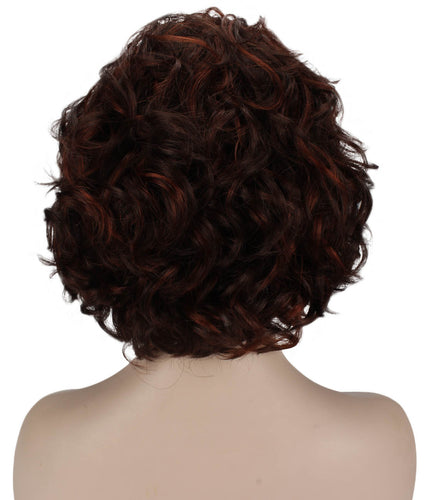Dark Aurburn with Falme Auburn Highlights Curly Asymmetrical Hairstyles