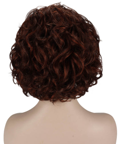 Dark Aurburn with Falme Auburn Foils Curly Asymmetrical Hairstyles