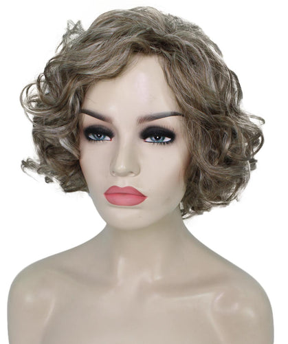  Ash Brown with Silver Grey Frost Messy bob wig