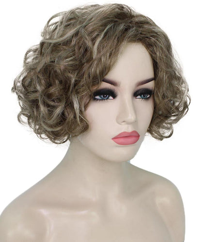 Light Ash Brown with Light Blonde Frost Messy bob wig