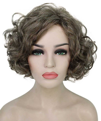 Grey mixed with Light Brown Messy bob wig