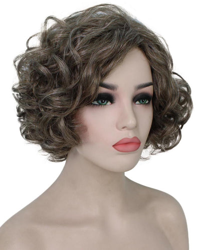 Grey mixed with Light Brown Messy bob wig
