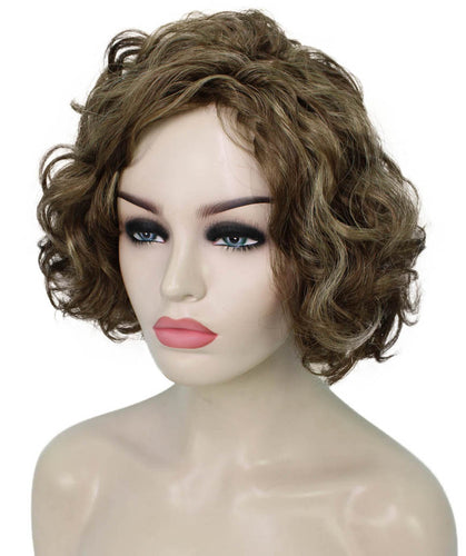Light Brown with Blonde Highlight Front 2 Messy bob wig