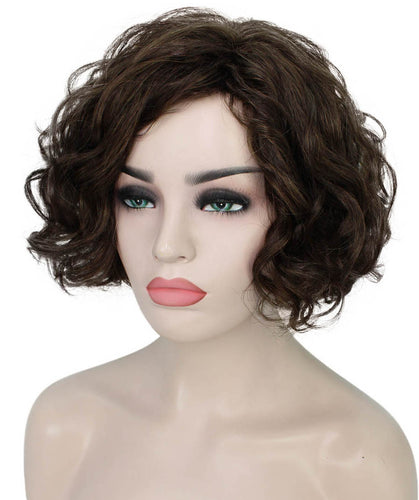 Chestnut Brown with Light Brown Highlight Messy bob wig