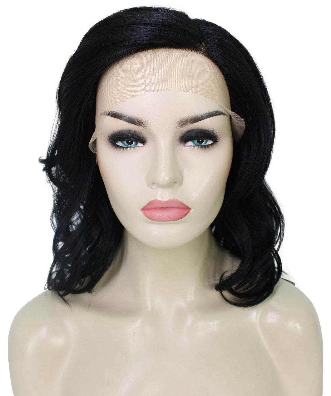 Black synthetic swiss lace front wigs