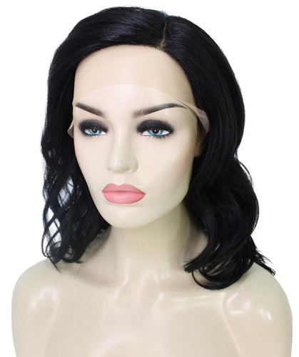 Black synthetic swiss lace front wigs