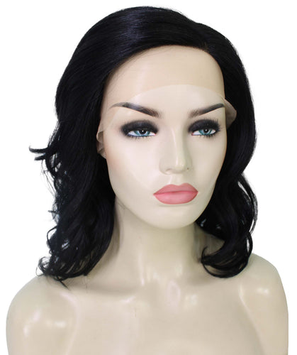 Black synthetic swiss lace front wigs